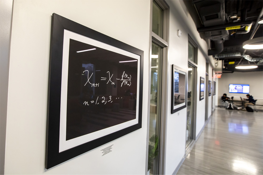 Math equations on the wall in the Sidney Lu Mechanical Engineering Building